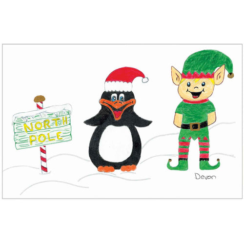 PENGUIN AND ELF FLAT - Children's Art Project