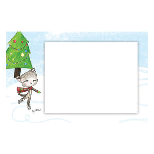 Personalized Ice Skating Cat Horizontal Photo Card