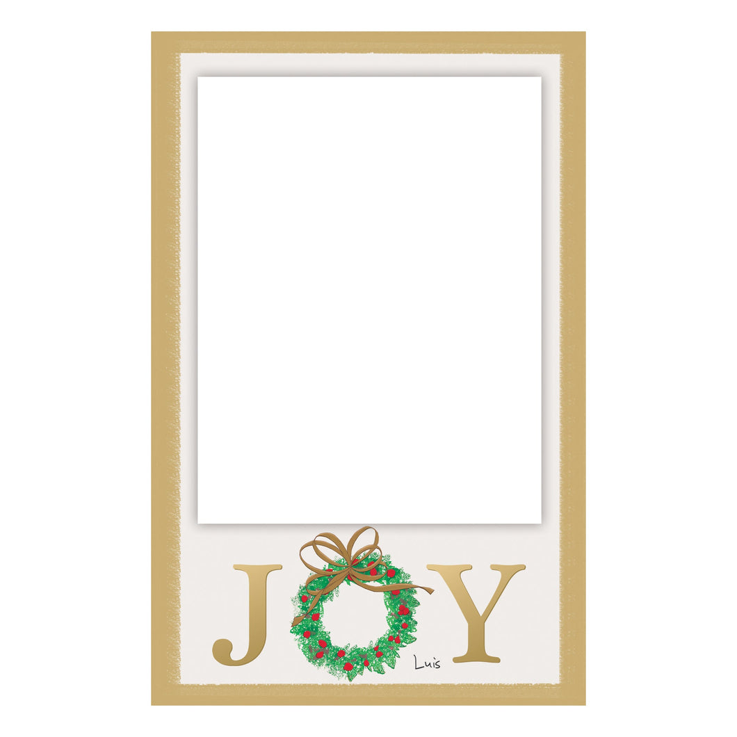 Personalized Joy Wreath Vertical Photo Card