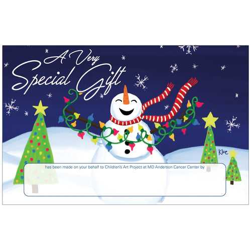 Joyful Snowman Contribution Card - Children's Art Project